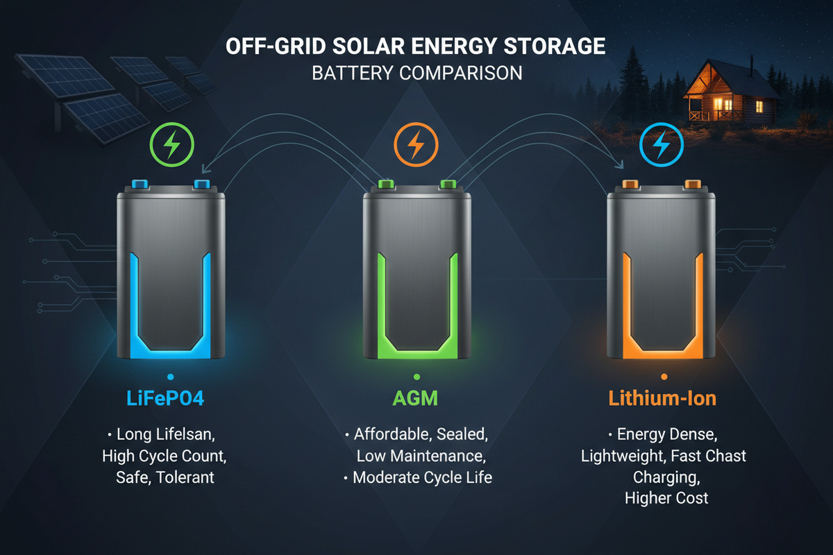 LiFePO4 vs AGM vs Lithium-Ion: The Complete Off-Grid Battery Guide