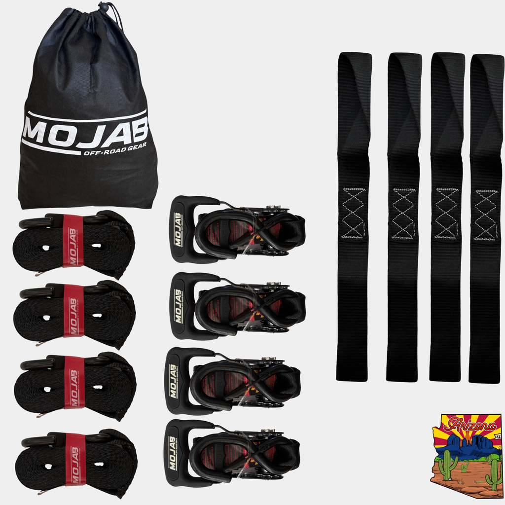 4xSolar - 1.6" x 15' Ratchet Tie-Down Set  (Pack of 4) , Closed Hook (Lifetime Warranty) - Off-Grid & Overland Power