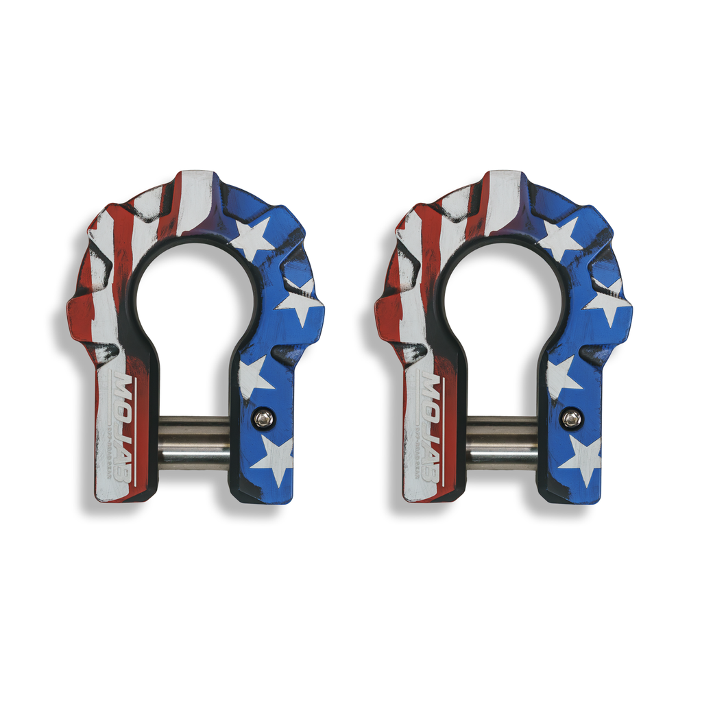 4xSolar - American Flag - 3/4'' Extreme duty Aluminum Shackle set (9T) - (LIFE TIME WARRANTY*) - Off-Grid & Overland Power