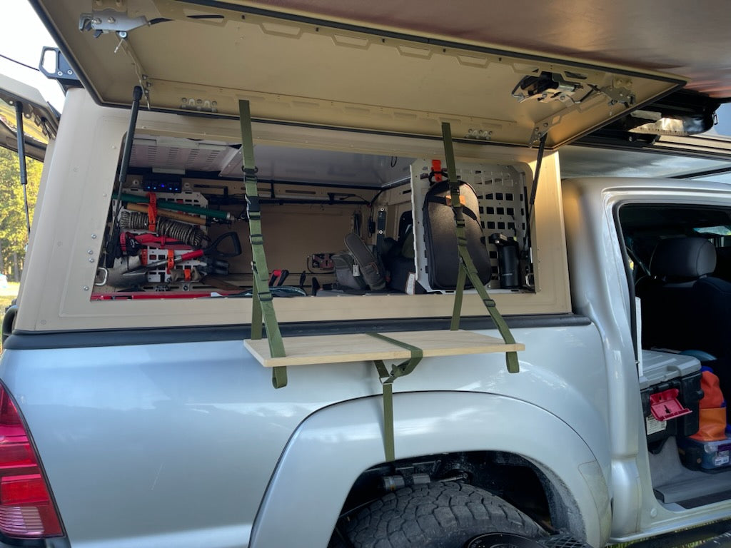 Tire Table Hanging Shelf for Vanlife & Camping