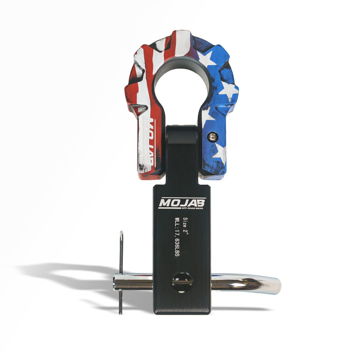 4xSolar - American Flag 2" Aluminum Hitch Receiver with Aluminum  9T D-Shackle – (Lifetime Warranty) - Off-Grid & Overland Power