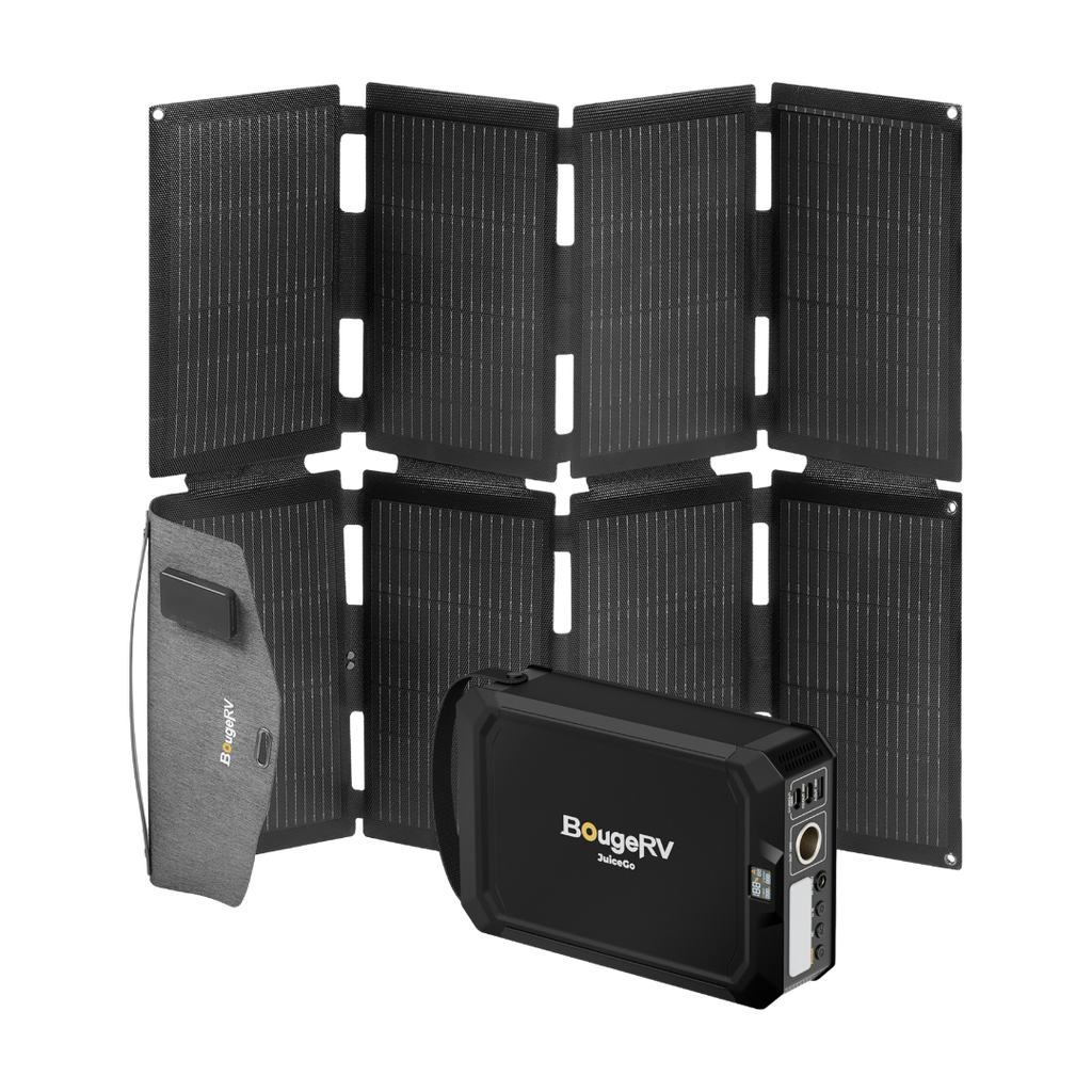 BougeRV foldable solar panel with JuiceGo power station