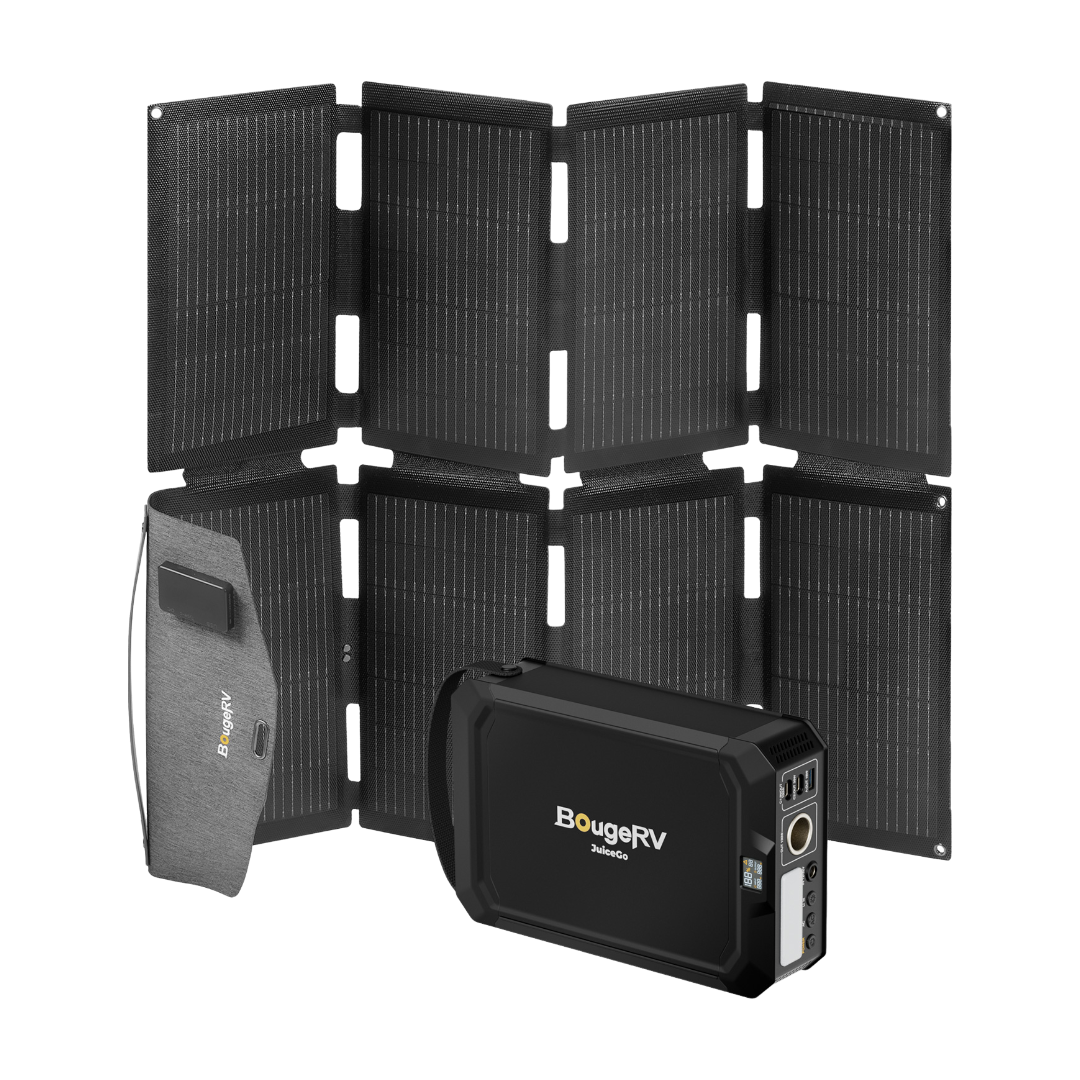 BougeRV foldable solar panel with JuiceGo power station